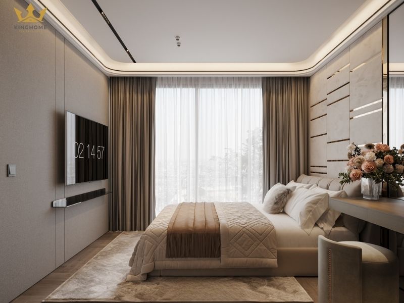 Không gian phòng ngủ phụ đầy đủ nội thất và nổi bật 