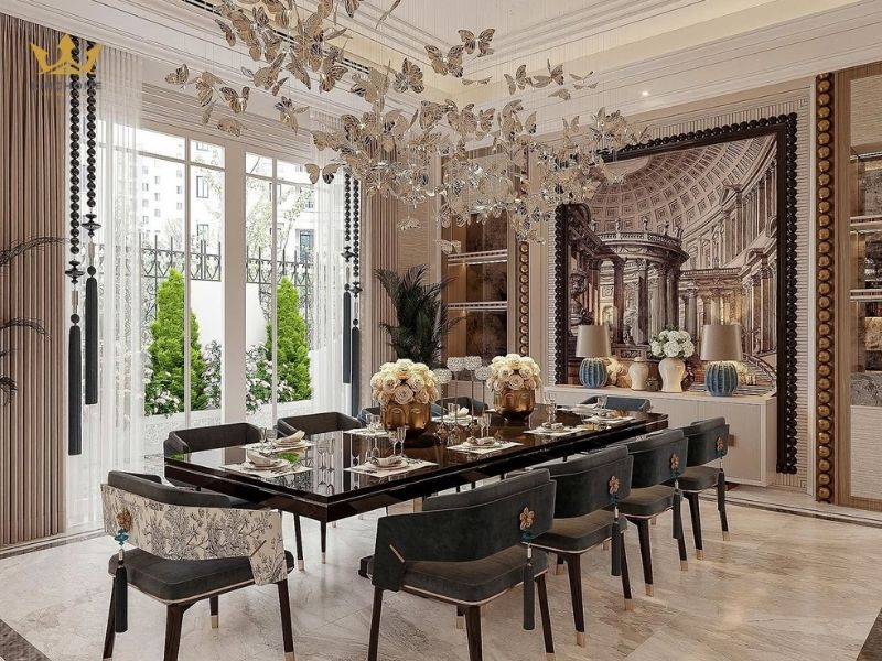 Phòng ăn nổi bật kết nối với không gian sân vườn 