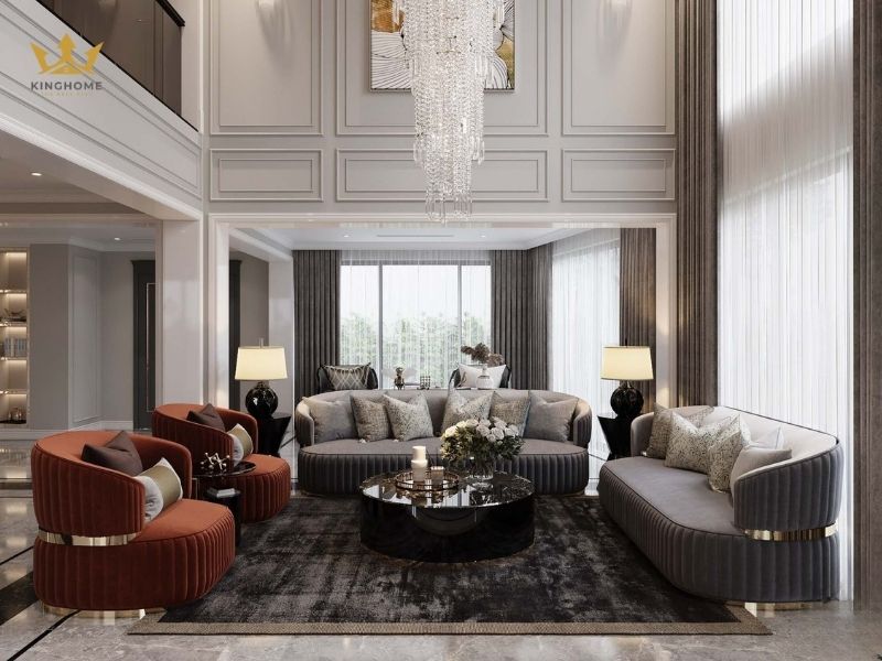 Thi công nội thất phòng khách Vinhomes biệt thự đơn lập 