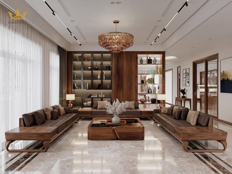 Nội thất nhà phố đẹp từ gỗ óc chó 