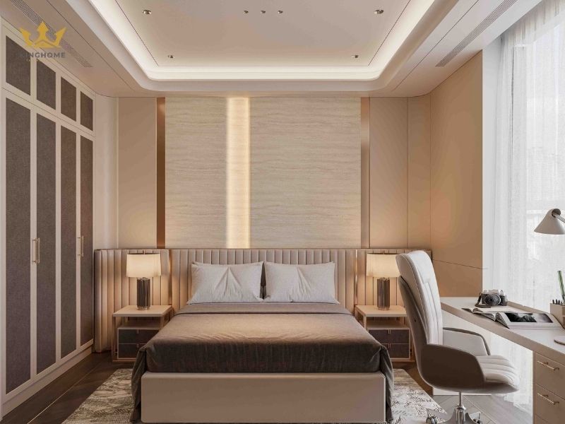 Phòng ngủ hiện đại tone màu nâu be 