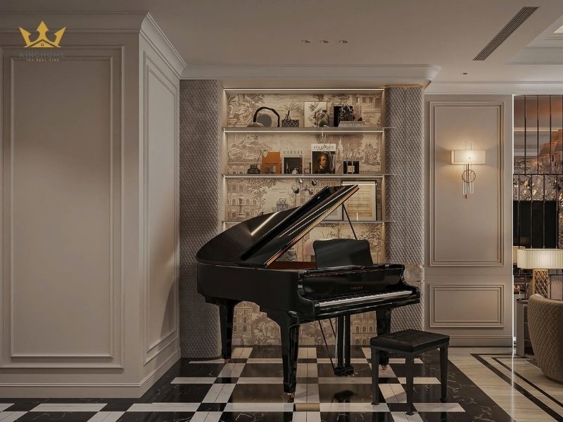 Không gian sảnh chính có đàn piano đẹp