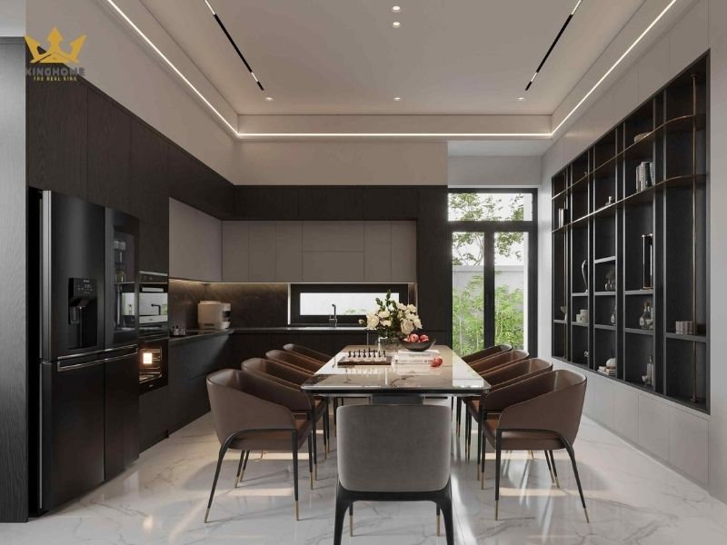 Phòng bếp kết hợp với bàn ăn nhỏ 
