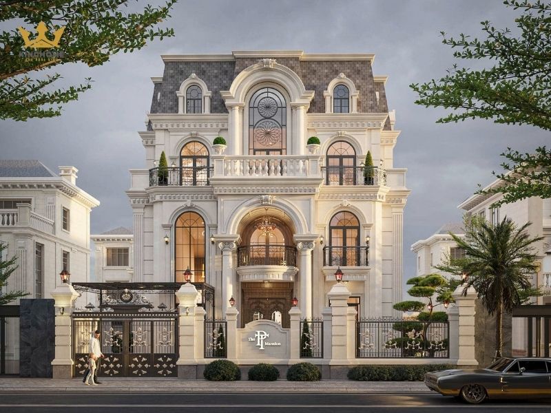 Mẫu thiết kế biệt thự song lập mái mansard
