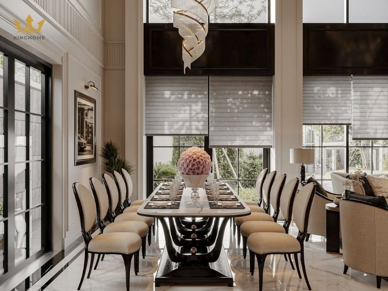 Thiết kế biệt thự Vinhomes Riverside không gian bếp và phòng ăn 