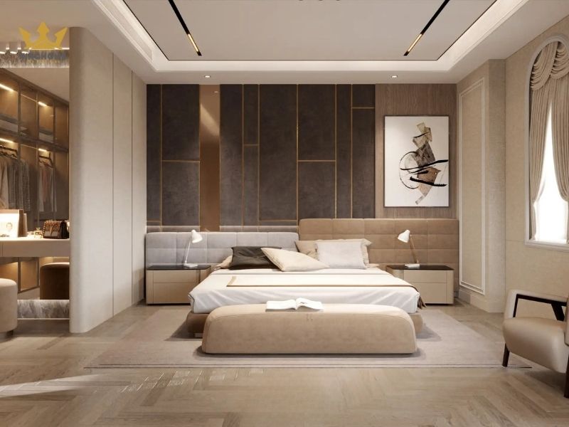Phòng ngủ chính được thiết kế với không gian rộng 