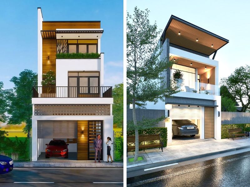 Mẫu nhà phố có gara ở tầng trệt
