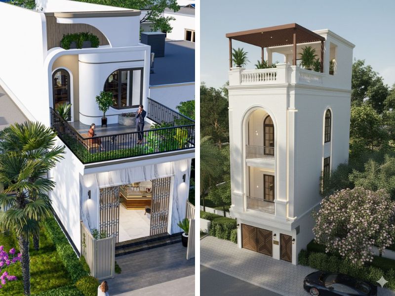 Mẫu nhà phố 4x16 có sân thượng thoáng mát