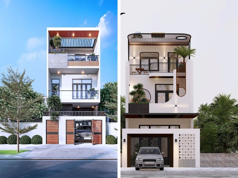 Mẫu nhà phố hiện đại có gara ô tô