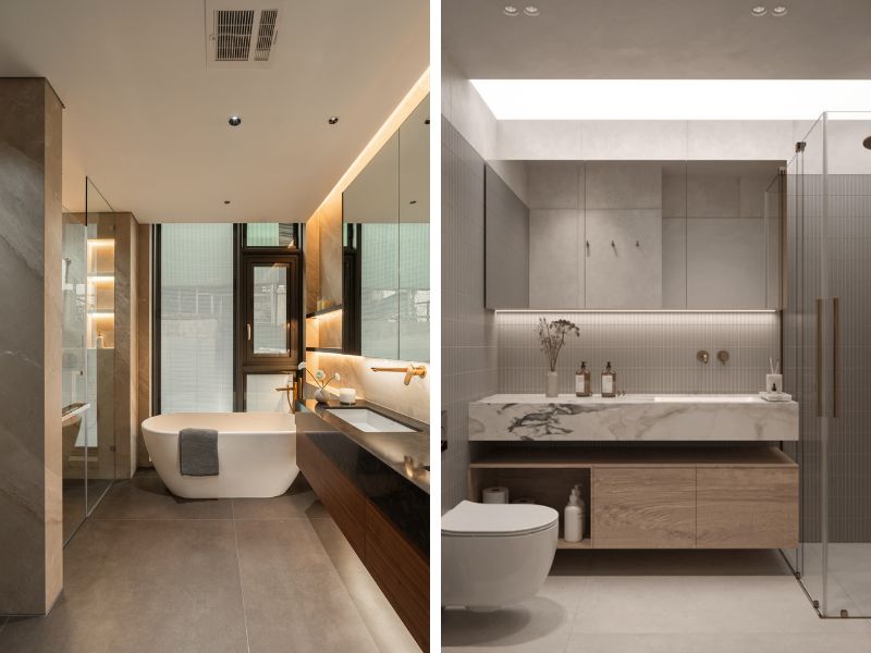 Thiết kế nhà tắm và vệ sinh cho nhà phố luxury